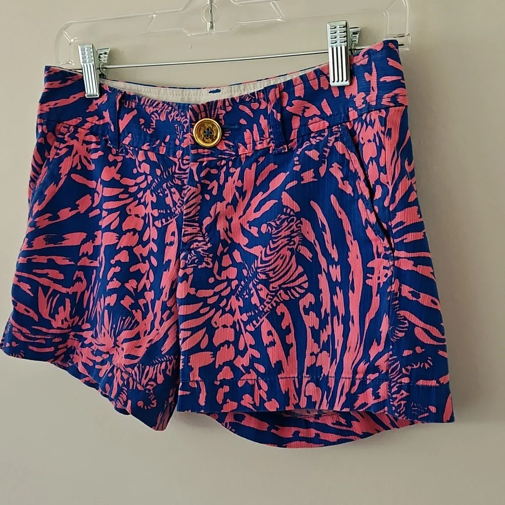 Lilly Pulitzer The Callahan Shorts Zebra Pink Blue Size‎ 00